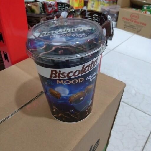 بیسکوییت با مغز شکلات تلخ بیسکولاتا مود ترکیه Biscolata mood ظرف لیوانی 125 گرمی